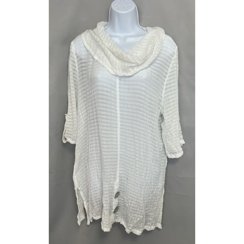 Soft Surroundings  Shirt Dress Swim Cover Up Sz Large White  Lightweight‎
